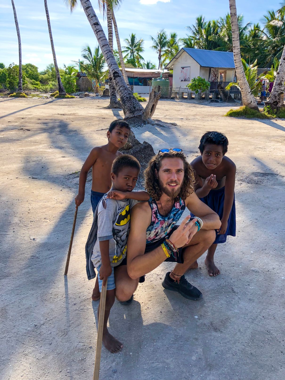 me and three local kids in North Tarawa