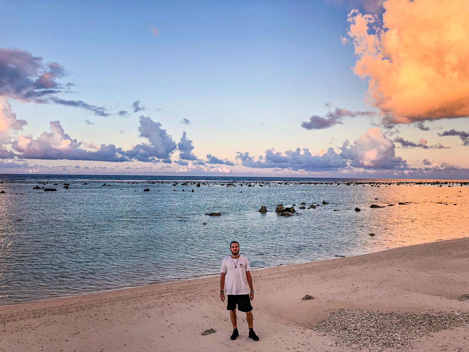 me on a beach in Nauru during sunset