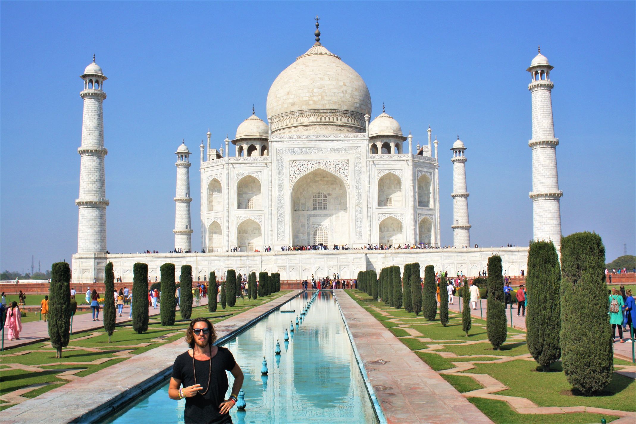 in front of the Taj Mahal, India