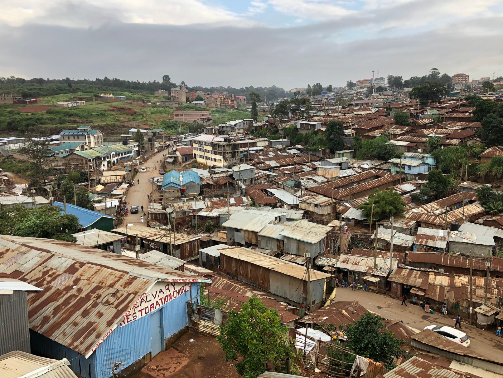 view of Kibera Slum from above