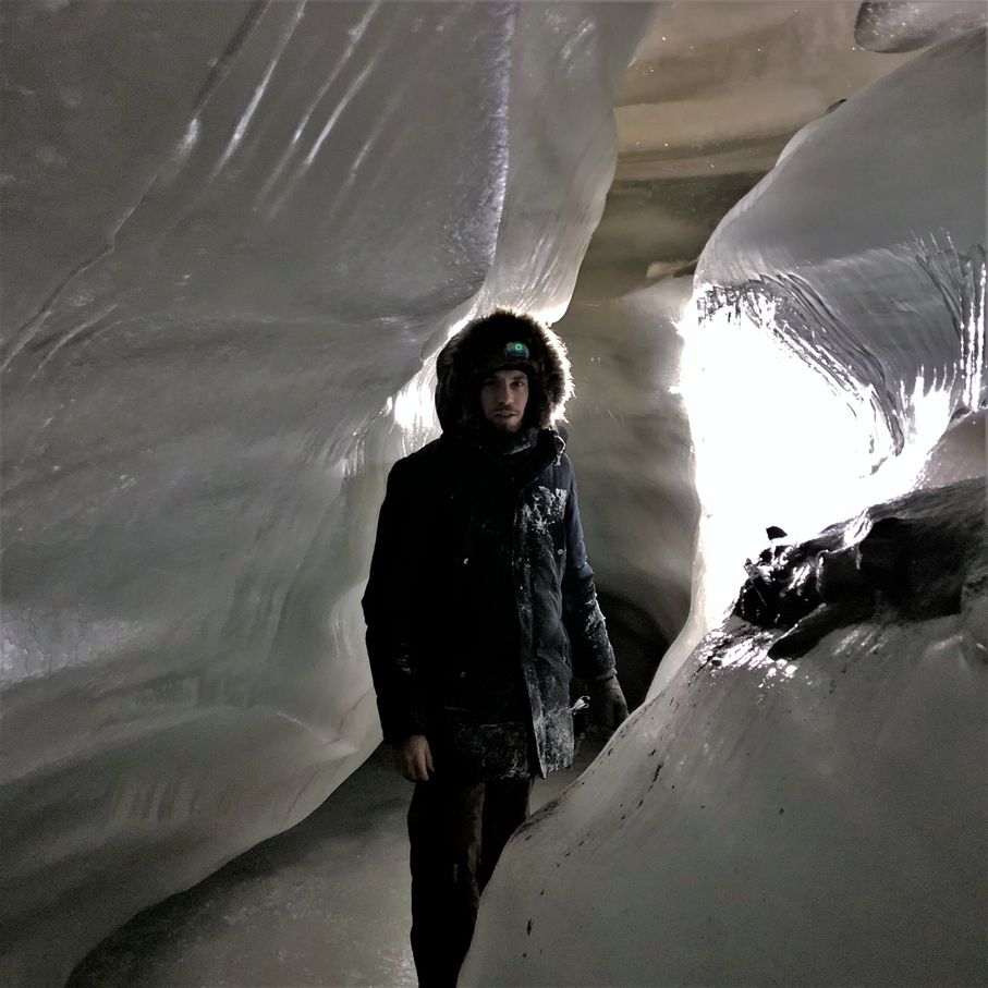 Inside the ice caves in Svalbard