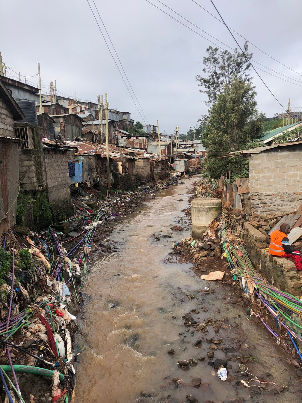 a river inside Kibera Slum