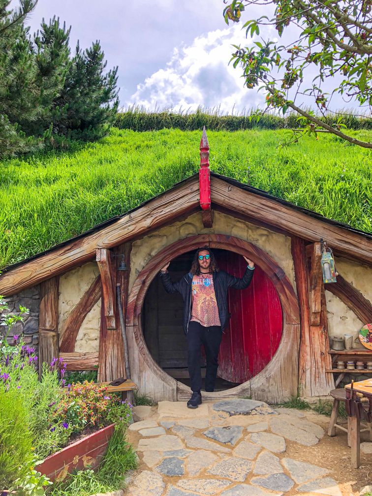 At Hobbiton, the famous location where part of "the Lord of the Rings" was filmed.