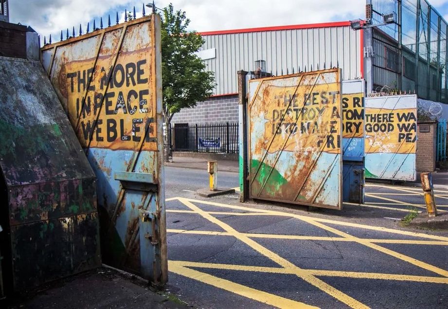 The gates of the Peace Wall in Belfast